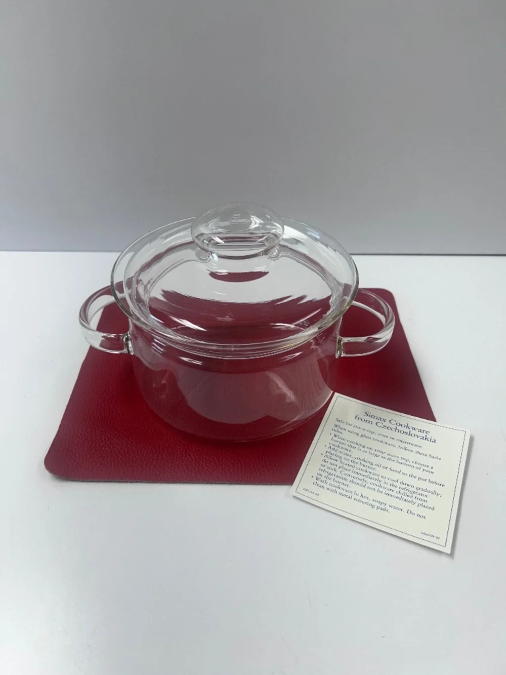 Vintage Simax 1.5 Qt Borosilicate Glass Pot w/Lid Made in Czechoslovakia